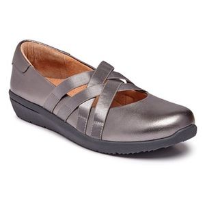 Vionic Serenity Pewter Metallic Leather Mary Jane